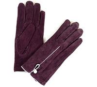 SNUGRUGS Womens Soft Suede Gloves with Leather Piping, Button Detailing, Purple, Extra Large (8")