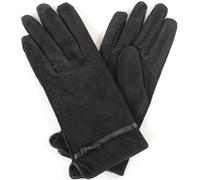 SNUGRUGS Womens Soft Suede Gloves with Leather Trim and Bow Design - Black - Extra Large (8")