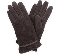SNUGRUGS Womens Soft Suede Gloves with Leather Trim and Bow Design, Brown, Large (7.5")