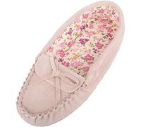 SNUGRUGS Womens Soft Suede Moccasin Slippers with Beautiful Cotton Lining, Camel, UK 8