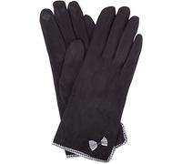 SNUGRUGS Womens Super Soft Micro Suede Cosy Cold Winter Glove/Gloves with Bow Design (Black, One Size)