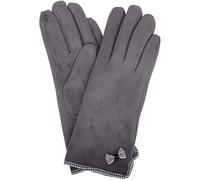 SNUGRUGS Womens Super Soft Micro Suede Cosy Cold Winter Glove/Gloves with Bow Design (Grey, One Size)