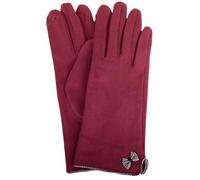 SNUGRUGS Womens Super Soft Micro Suede Winter Gloves with Bow Design, Cranberry, One Size