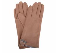 SNUGRUGS Womens Super Soft Micro Suede Winter Gloves with Bow Design, Toffee, One Size