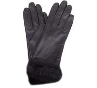SNUGRUGS Womens Super Soft Stylish Leather Winter Glove/Gloves with Faux Fur Trim - Black - Small (6.5")