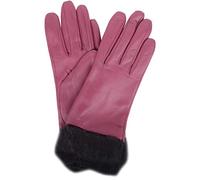 SNUGRUGS Womens Super Soft Stylish Leather Winter Glove/Gloves with Faux Fur Trim - Cranberry - Large (7.5")