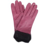 SNUGRUGS Women's Super Soft Stylish Leather Winter Glove / Gloves with Faux Fur Trim in Dark Pink | Size: Large SNUGRUGS Dark Pink L