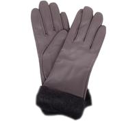 SNUGRUGS Women's Super Soft Stylish Leather Winter Glove / Gloves with Faux Fur Trim in Grey | Size: Small SNUGRUGS Grey S