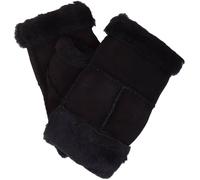 SNUGRUGS Women's Thick Soft Genuine Sheepskin Fingerless Mitten Gloves in Black | Size: Medium/Large SNUGRUGS Black M/L
