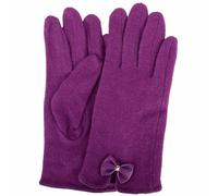 SNUGRUGS Womens Warm Wool Gloves with Bow Detailing - Purple