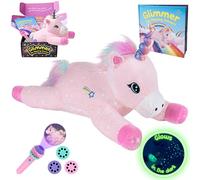 SNUGSHINE Glow in The Dark Unicorn Plush Set with Unicorn Book & Torch Projector