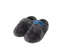SnugToes Heated Men's Indoor Plush Slippers - 2 Removable Microwavable Heatpads, Heatable House Warming Slippers, Comfortable Machine Washable - Grey Size 11 UK