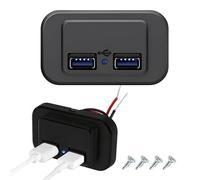 SnugZest 2 Pcs Dual USB Car Charger Socket with Switch,3.1A Quick Charge Socket Outlet Waterproof 12V/24V Adaptor Power USB Fast Charge Socket Panel for Cars, Buses, Trucks, Boats, RVs(Black)