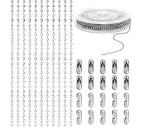 SnugZest 5 Meter/16 Feet Blind Chain,Silver Metal Beaded Chain with 20Pcs Pack Matching Roller Blind Chain Connectors for Roller Blind, Curtain, Ceiling Light, Ceiling Fans, Key Chains(Silver)