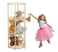 Snugzoo Wooden Soft Toy Storage Organizer, Large Teddy Bear & Stuffed Animal Zoo Holder with Elastic Bands, Space-Saving Plush Toy & Teddy Storage Unit for Nursery, Kids Room & Playroom (Round)