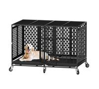 Snuowu 54/48/42/38 Inch Heavy Duty Dog Crate with Wheels, Metal Big Dog Cage for Large and Medium Dogs, Extra Large XL XXL Indestructible Dog Crate with Removable Tray.