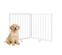 SNUOWU Full Metal Freestanding Dog Gate with Door, 24'' Height Foldable Pet Dog Fence for Indoor & Outdoor, 2 Panels Extra Wide Free Standing Small Dog Gates for Doorways,House,Stairs,Porch,Deck,Yard