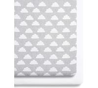 2 Pack Crib Fitted Sheets 44 x 80cm - Cloud Nine Design - Light, Breathable & Luxurious Jersey Cotton Made to Last & Designed to Fit SnüzPod Bedside Cribs