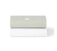 Snuz Moses Basket Sheets 2 Pack - 100% Jersey Cotton Moses Basket Fitted Sheet or Pram Sheets Sized 37.5 x 75cm, Fits SnuzBaskit, Machine Washable, Breathable & Soft Baby Bedding, Grey Spot