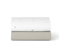 Snuz Moses Basket Sheets 2 Pack - 100% Jersey Cotton Moses Basket Fitted Sheet or Pram Sheets Sized 37.5 x 75cm, Fits SnuzBaskit, Machine Washable, Breathable & Soft Baby Bedding, White/Star