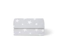 Snuz Moses Basket Sheets 2 Pack - 100% Jersey Cotton Moses Basket Fitted Sheet or Pram Sheets Sized 37.5 x 75cm, Fits SnuzBaskit, Machine Washable, Breathable & Soft Baby Bedding, White Star