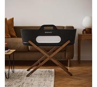Snuz SnuzBaskit Moses Basket with Mattress & Folding Stand Bundle, Breathable Mesh Windows, Travel Crib, Suitable for Newborn to 6 Months, Stylish & Versatile for Home or Travel, Graphite & Walnut