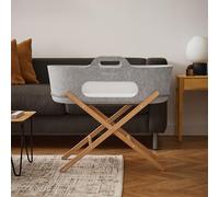 Snuz Baskit Moses Basket & Natural Stand - Light Grey