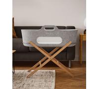 Snuz Baskit Moses Basket & Natural Stand - Light Grey