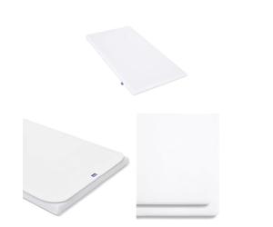 SnuzPod 4 Baby Crib Mattress Bundle - 40 x 75.5cm Premium Foam Mattress With 3D Mesh Cover + Waterproof Mattress Protector + 2 Pack Crib Fitted Sheets, White