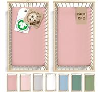 Snuzpod 4 Compatible Organic Crib sheets, measuring 40 x 75.5 cm - Luxurious GOTS Certified Organic Cotton Fitted Sheets - Soft & Thick 200GSM Baby Mattress Bedding - Set of 2