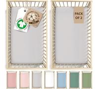 Snuzpod 4 Compatible Organic Crib sheets, measuring 40 x 75.5 cm - Luxurious GOTS Certified Organic Cotton Fitted Sheets - Soft & Thick 200GSM Baby Mattress Bedding - Set of 2