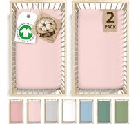 Snuzpod 4 Compatible Organic Crib sheets, measuring 40 x 75.5 cm - Luxurious GOTS Certified Organic Cotton Fitted Sheets - Soft & Thick 200GSM Baby Mattress Bedding - Set of 2