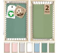 Snuzpod 4 Compatible Organic Crib sheets, measuring 40 x 75.5 cm - Luxurious GOTS Certified Organic Cotton Fitted Sheets - Soft & Thick 200GSM Baby Mattress Bedding - Set of 2