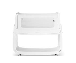 SnuzPod 5 Bedside Crib - Newborn Next to Me Crib with Zip Down Breathable Windows, Lift-Off Bassinet, Portable & Rocking Stand, 3-in-1 Baby Bed with Wheels & Mattress, White