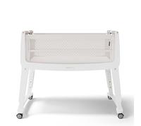 SnuzPod Studio Next to Me Crib, Baby Bed with Zip-Down Wall and 6 Height Settings, Includes Breathable Mattress and Wheels for Newborn (0-6 months), Paris