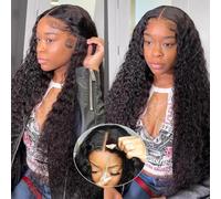 snv 5x5 SKINLIKE HD Lace Closure Wigs Human Hair 220 Density Upgraded Tiny Knots Real Pre Bleached Glueless Wigs Human Hair Ready to Wear Deep Wave Closure Wig 24inch Curly Wigs for Black Women
