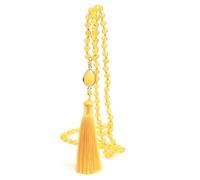 snxjaidszx 108 Mala Natural Yellow Chalcedony Beads Necklaces For Women Handmade Bohemian Necklaces Men