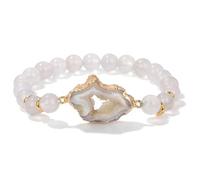 snxjaidszx 1PC Irregular Hollow Druzy Striped Veins Banded Agates Beaded Bracelet for Women Men