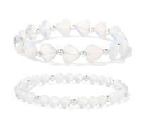 snxjaidszx 2Pcs Natural Stone Heart Round Beads Bracelet Lapis Lazuli Tiger Eye Malachite Beaded Bracelets For Women Men