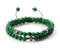 snxjaidszx 2pcs/set Men Black Lava Hematite Beads Bangle Women Natural Stone