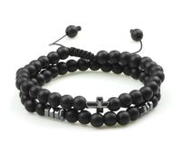 snxjaidszx 2pcs/set Obsidian Stone Men Black Lava Hematite Bangle Women Natural 6mm