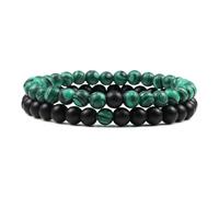 snxjaidszx 6mm 2pcs/Set Couples Beaded Tiger Eye Black Lava Natural Stone Bracelets Malachite Elastic