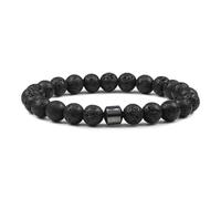 snxjaidszx Cylinder Hematite Men Black Lava Natural Stone Beads Stretch Bangles Yoga