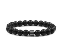 snxjaidszx Cylinder Hematite Men Black Lava Natural Stone Beads Stretch Bracelets Yoga