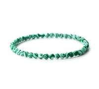 snxjaidszx Elastic Beads 4mm Natural Green Malachite Stone Couple Bangle For Women Men