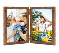 SNXJWA 8x10 Picture Frames Double Brown Photo Frame Folding Vertical Stand Display Side by Side