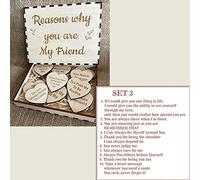 SNXLXUR Unique Friendship Gift Wooden Hearts in The Box Reasons Why You are My Friend Heart Tokens,Wooden Box and Heart Gifts for Friends, DIY Christmas New Year Gift Ornament(Without Wooden Box)