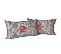 Snycler Boho Floral Throw Pillow Cover 30x50 CM Set of 2 Bohemian Vintage Flowers Cushion Covers Velvet Double Sided Printing Decorative Pillowcases for Living Room Home Decor(Red boho)