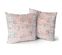 Snycler Boho Floral Throw Pillow Cover 45x45 CM Set of 2 Bohemian Vintage Flowers Cushion Covers Velvet Double Sided Printing Decorative Pillowcases for Living Room Sofa Home Decor(Pink floral)