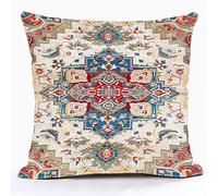 Snycler Boho Persian Turkish Decorative Throw Pillow Cover, Vintage Print Bohemian Chic Accent Cushion Case for Sofa Couch Bedroom Living Room, 16x16 inchs